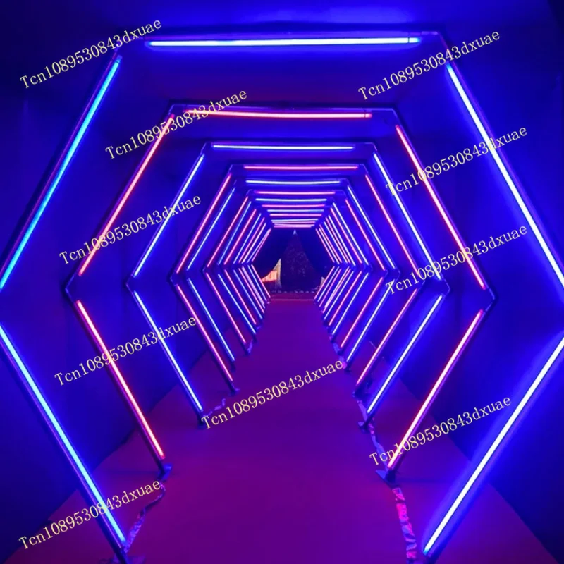 Wedding Party Entrance Decoration Neon Walkway Custom RGB Light Emitting Diode Light Tunnel with Glow Effect