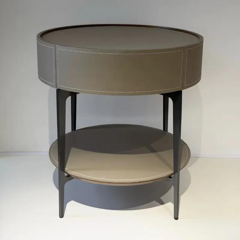Modern Bedroom Bedside Table with Steel Frame Single Drawer Soft Close Solid Wood Eco Friendly Handmade Saddle Nightstand