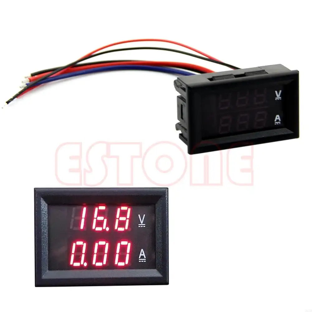 367D 10A for DC 100V Voltmeter Ammeter Red LED Panel Amp Dual Digital Volt Meter Gaug