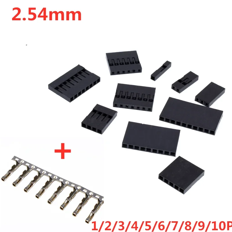 20Set /lot 2.54mm Dupont Connector 2.54 Single Row Plastic Shell Plug 1P 2P 3P 4P 5P 6P 7P 8P 9P 10P With Female Terminal