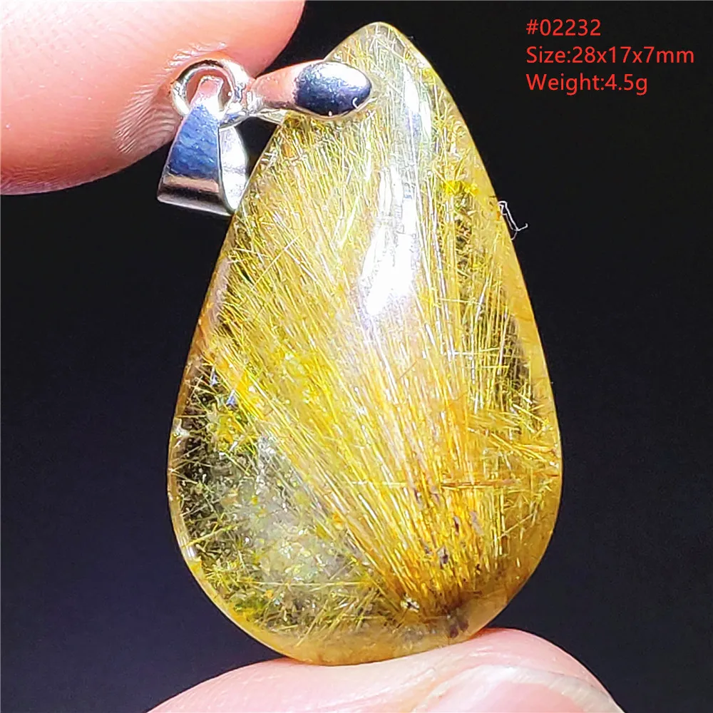 Natural Copper Rutilated Quartz Water Drop Pendant Brazil Jewelry Crystal Wealthy Rare Gold Rutilated Necklace Beads AAAAAA