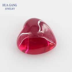 5# Red Stone Flat bottom Heart Shape Synthetic Corundum Gems stone For jewelry Size 3x3~10x10mm