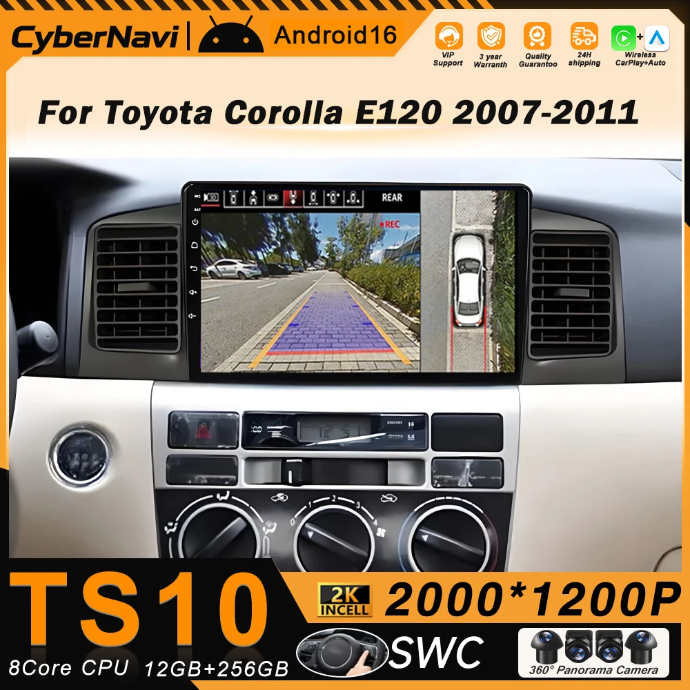 

Автомагнитола Android для Toyota Corolla E 120 E120 BYD F3 2007-2011, Bluetooth, мультимедиа, CarPlay, без 2DIN DVD, стерео, DSP, QLED, 4G, NET
