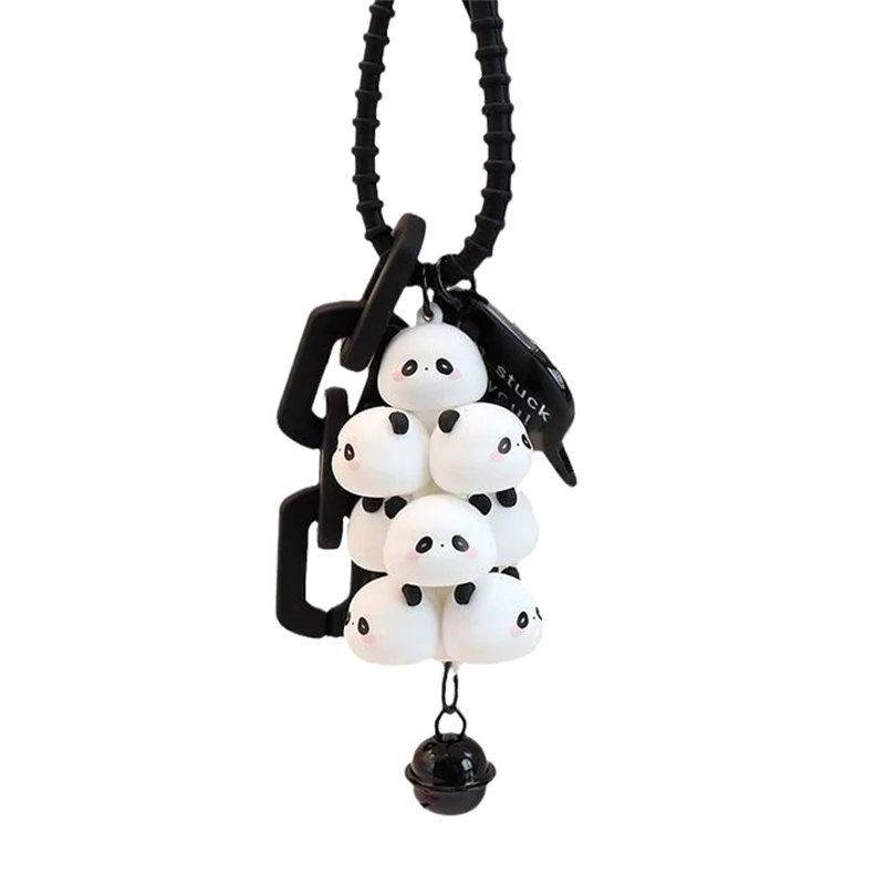Kawaii Stacked Cartoon Pig Keychains Bell Creative Student Couple Backpack Hanging Decoration Mobile Phone Case Strap Pendants