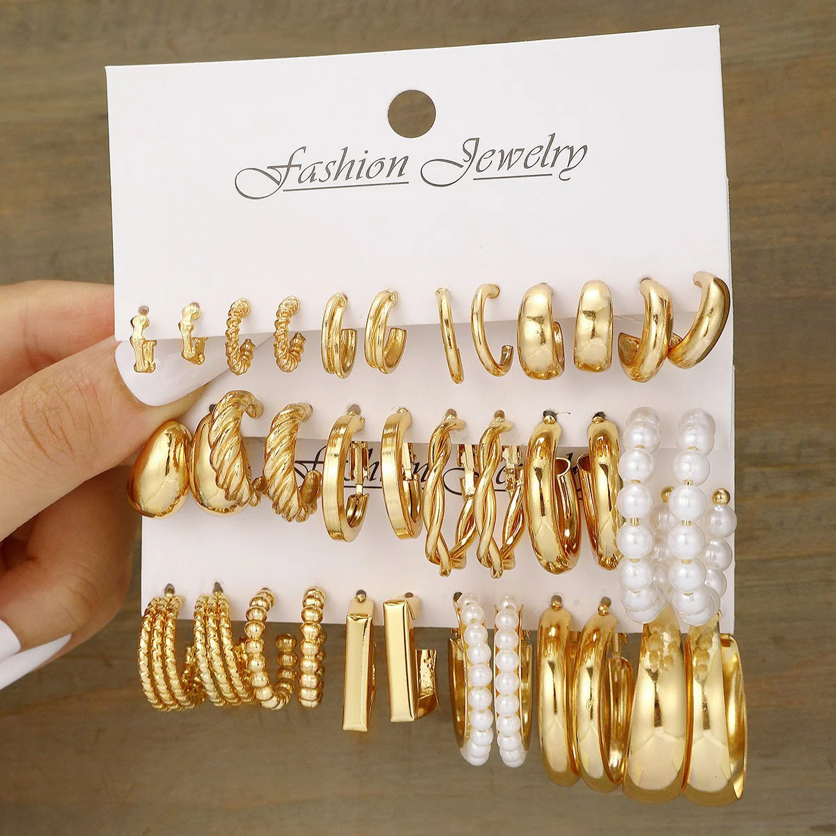 36 Pcs Geometric C Alloy Pearl Earrings Sets For Women Europe and America Gold Color Hoop Earring Holiday Parties Jewelry Gifts