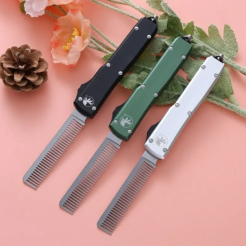 Quick Pop-up Folding Metal Comb CNC Machining Automatic Retractable Hair Comb Outdoors Portable Tools Anti-static New Tool