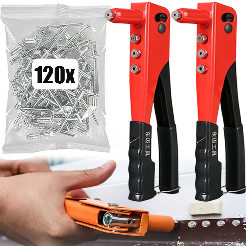 Heavy Duty Riveter Set Pop Rivet Gun Blind Rivets Assortment Kit Hand Tools Rivet Nut for DIY Automotive Furniture Marine Repair