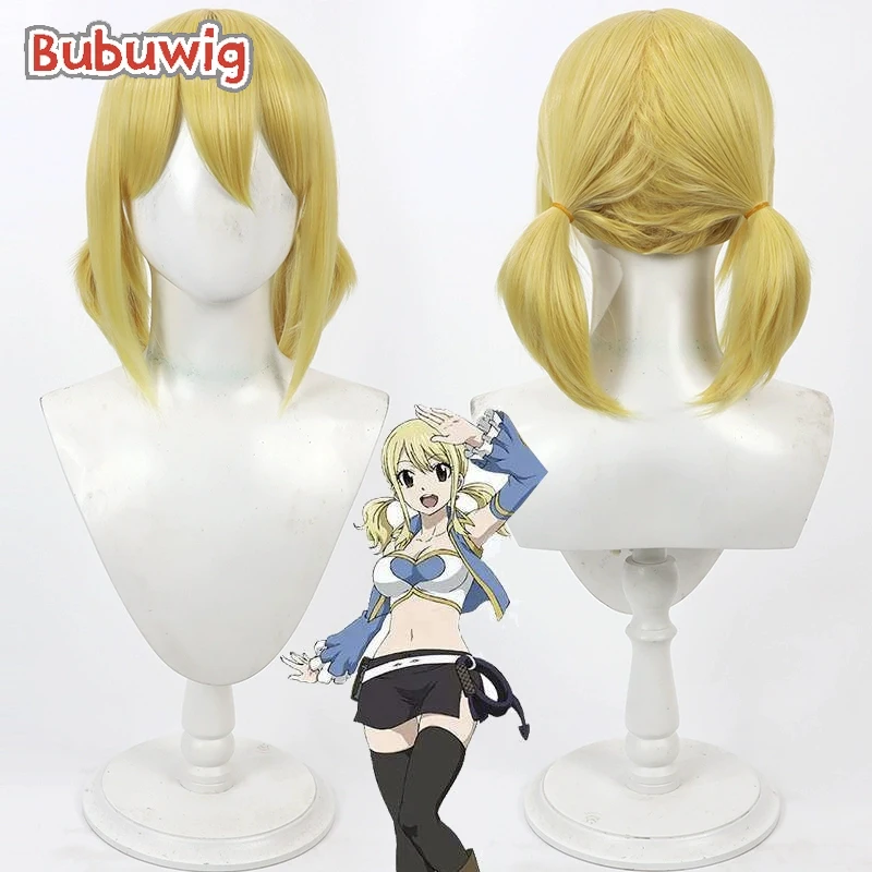 

Bubuwig Synthetic Hair Lucy Heartfilia Cosplay Wigs Fairy Tail Lucy Heartfilia 45cm Long Blonde Ponytail Cos Wig Heat Resistant