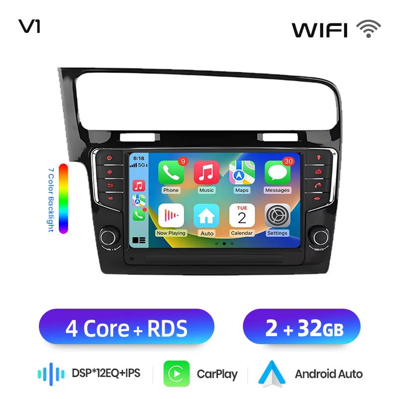 Junsun 9 inch Android autoradio voor VW Volkswagen Golf 7 2013-2017 draadloos voor Apple CarPlay Auto IPS touchscreen stereo multimediaspeler automotive smart intelligent systeem 2 Din autoradio head