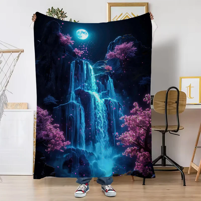 Japanese Cherry Blossoms At Mount Fuji Blanket Soft Plaid With Print Catnap Warm Throw Fleece Blankets on Offer Portable Office