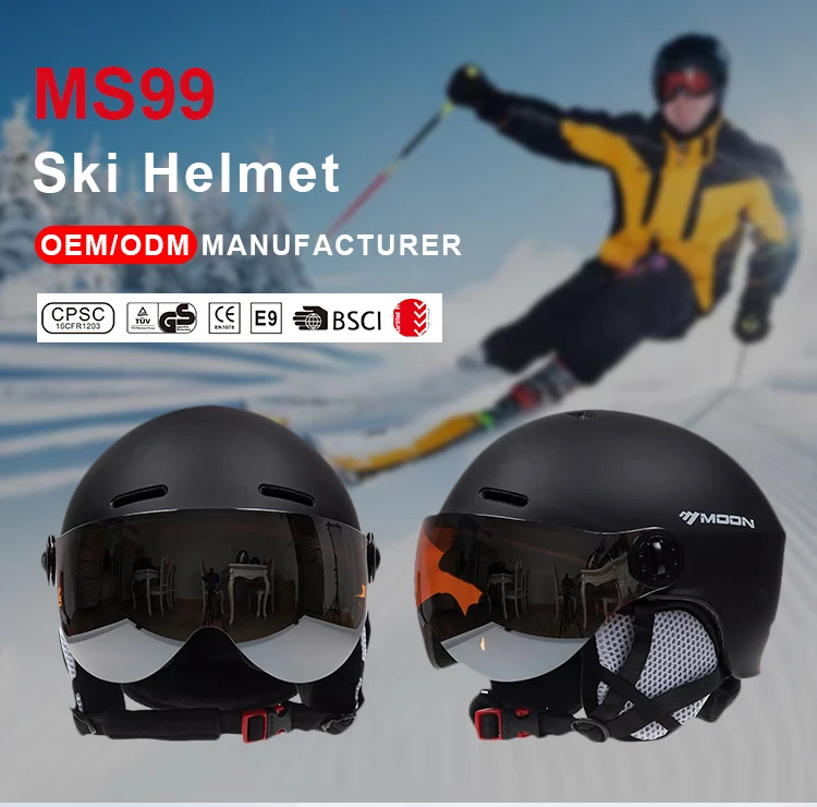 MOON CE EN1077 Certificated Adult Winter Soft Sports Full Face Protection Snowboard Ski Helmet with visor in stock