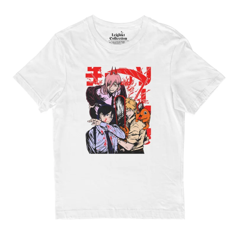 CHAINSAW MAN Aki, Denji & Power Anime Shirt 『Cotton Spandex』 T-shirt