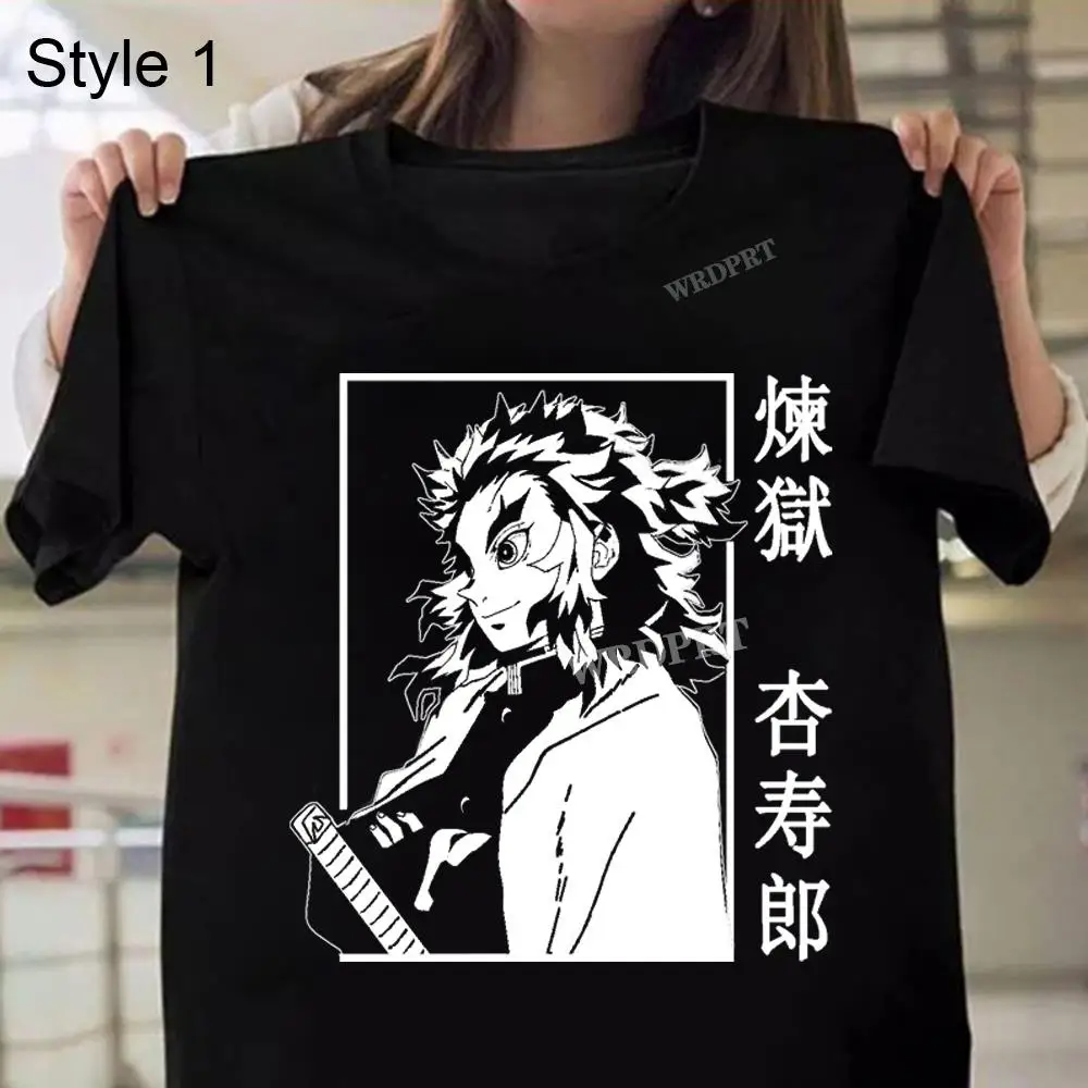 Hot Anime Demon Slayer Kimetsu no Yaiba Rengoku T-shirt Women Men Casual Short-sleeved Tshirt Boys Girls Loose Shirts