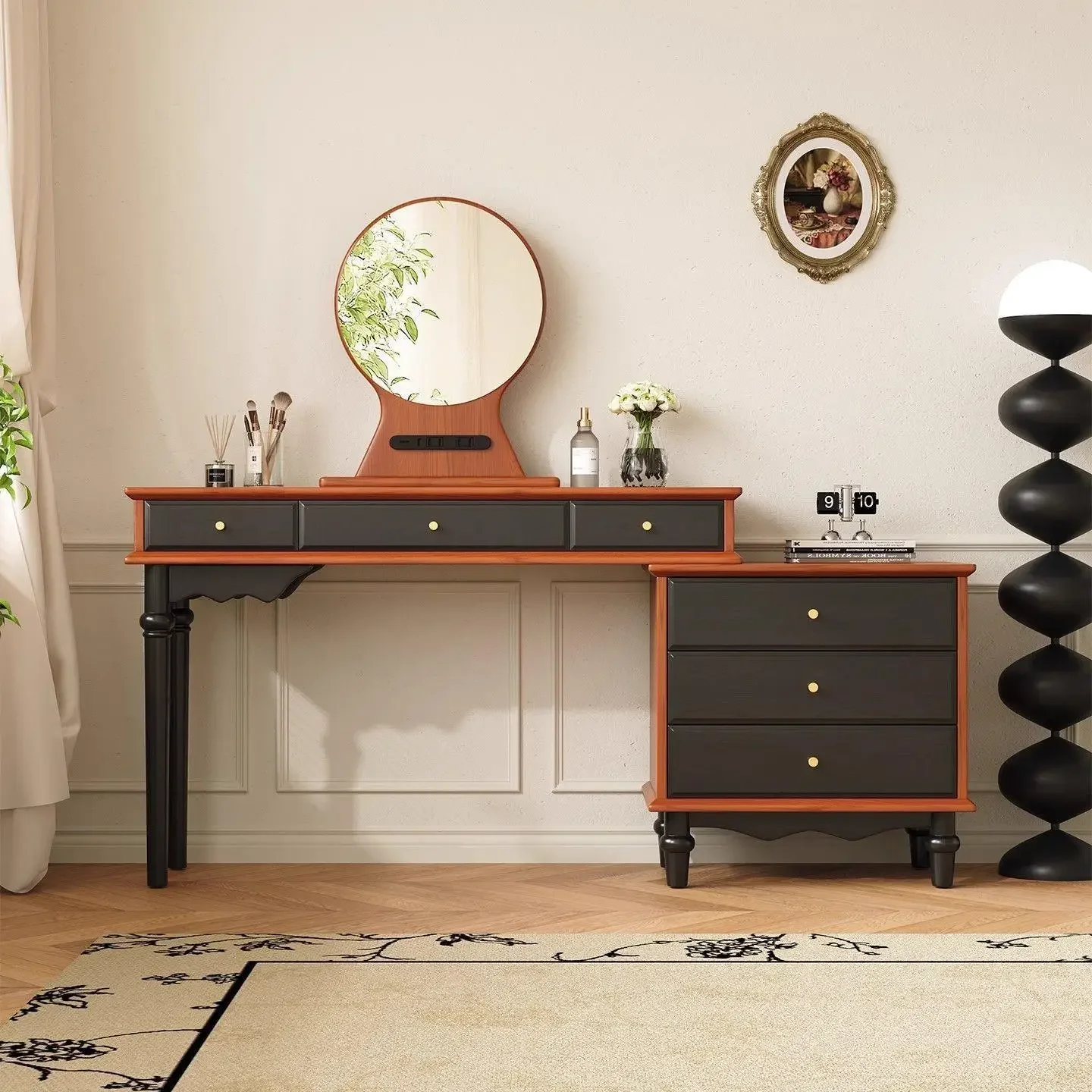 DSA French retro style dresser chest cabinet integrated modern bedroom simple dressing table dressing table storage cabinet