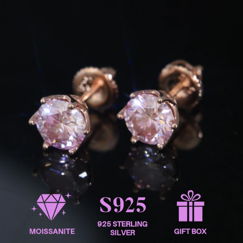 

Классические модные женские серьги из 100% настоящего муассанита, розовые, 6,5 мм, серьги с розовым бриллиантом цвета розового золота, созданные в лаборатории