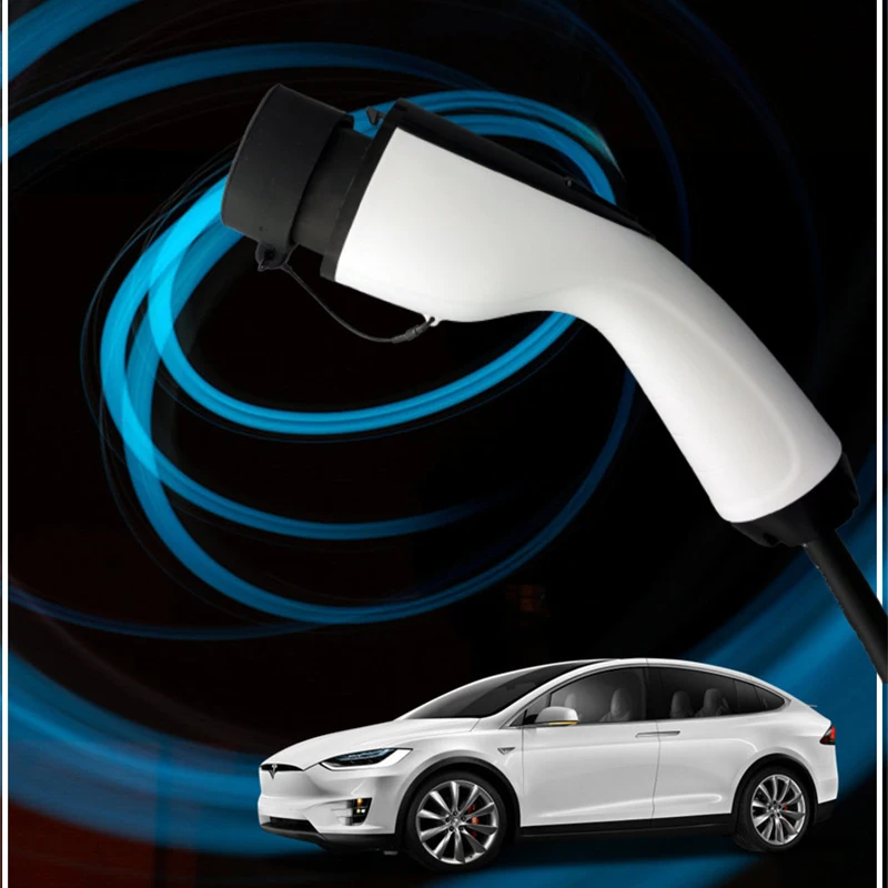 

Портативный зарядный пистолет для электромобилей 16/32A, кабель 5 м, 3,5/7 кВт, автомобильный кабель Tesla, новый энергетический зарядный пистолет для автомобиля, домашний портативный переменный ток, быстрая зарядка