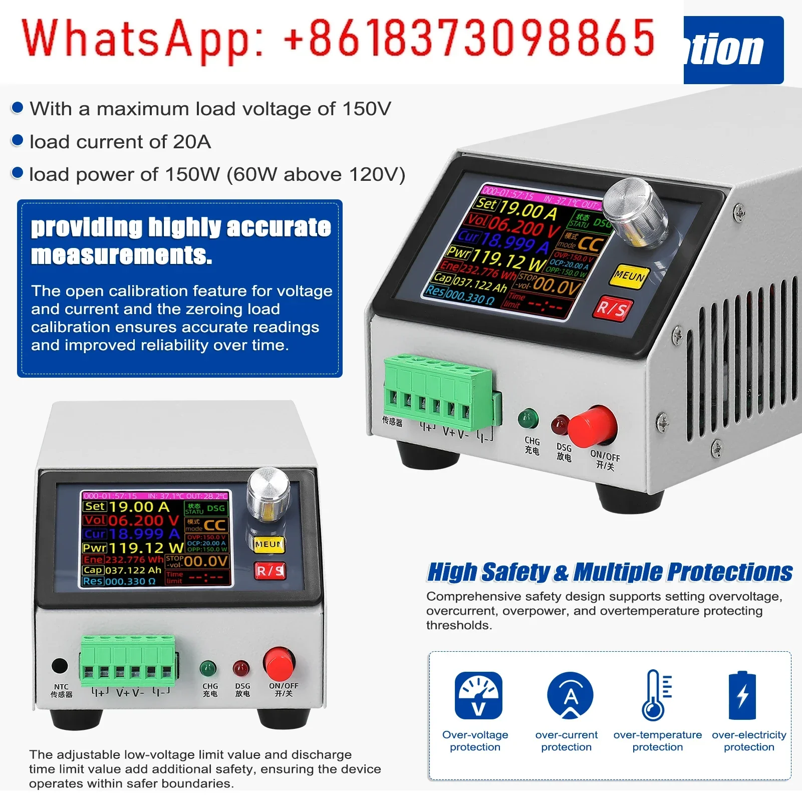 2.4inch Color Screen Electronic Load Support Constant Current/Power/Resistance Mode with Data Calibration Parameter Setting