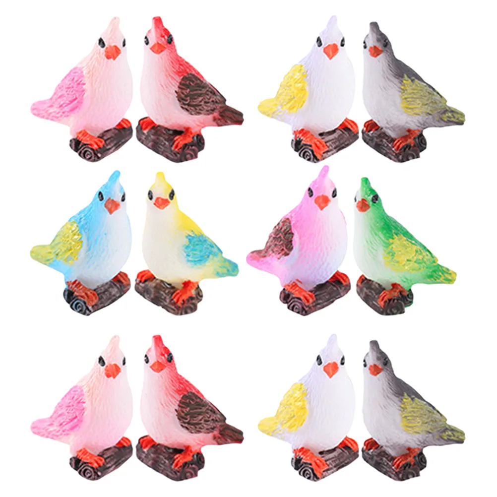 

12pcs Mini Parrot Resin Bird Ornament Lifelike Miniature Decorative Statues For Garden Indoor Outdoor Farmhouse Desktop