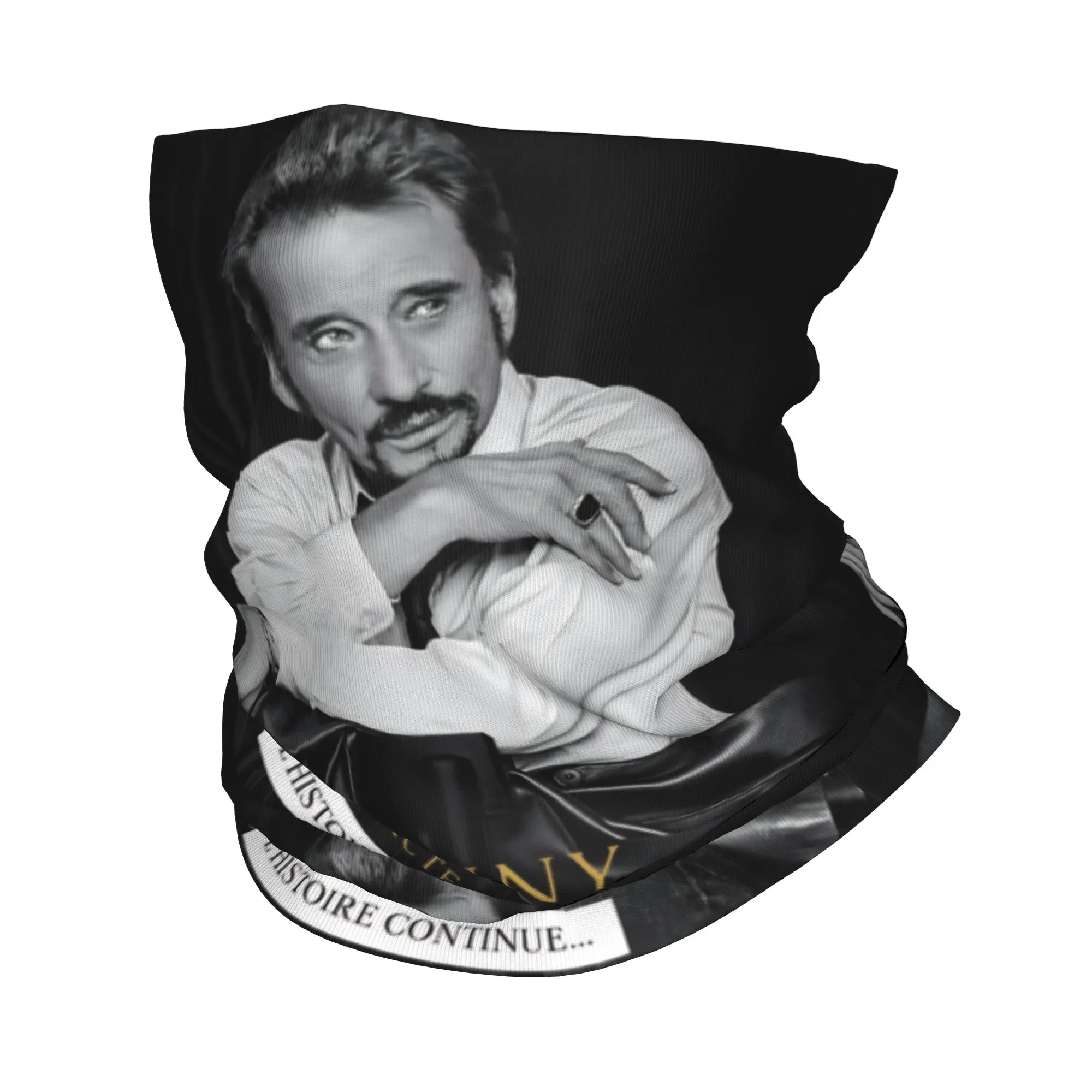 Johnny Hallyday French Rock Singer Bandana Neck Warmer Men Women Winter Ski Tube Scarf Gaiter  Face Cover