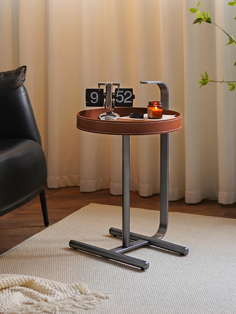 Light Luxury Saddle Leather Tea Table Creative Handheld Sofa Side Table Household Small Unit Living Room