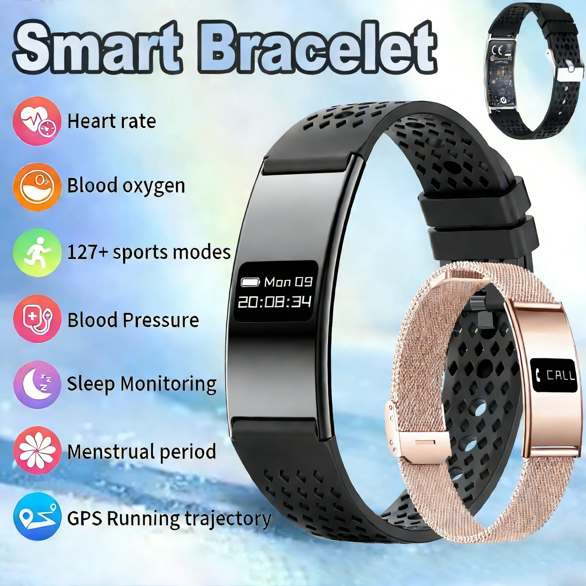 New Smart Bracelet Men Women Sports Step Count Health Fitness Tracker Heart Rate Monitoring Call Reminder Smart Watch Wristband