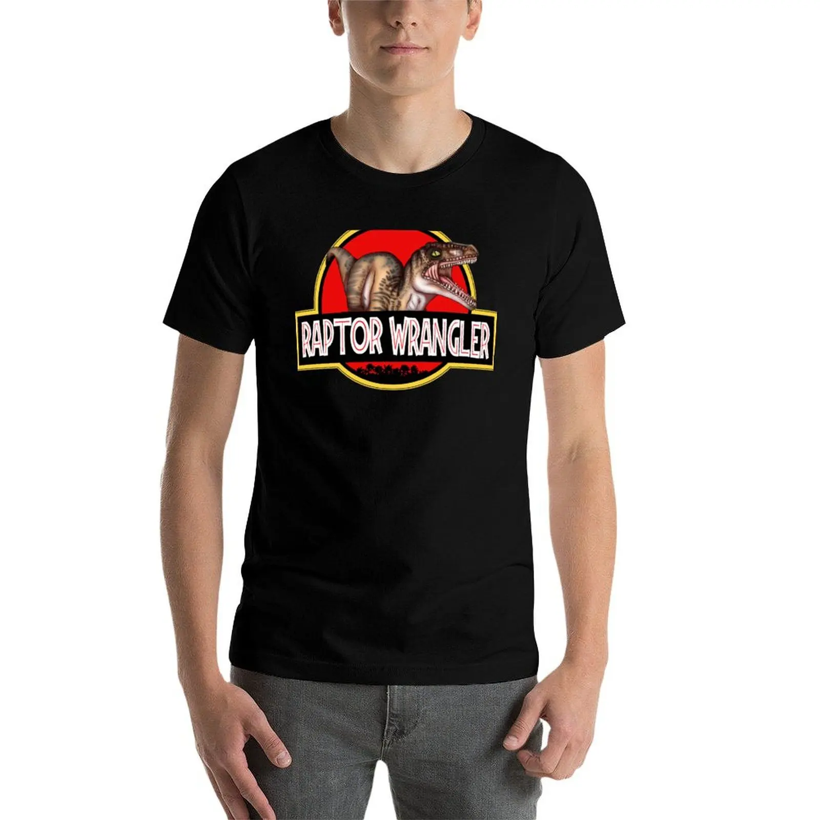 

Jurassic Park The big one Velociraptor raptor wrangler logo T-Shirt man t shirt cotton T-Shirt