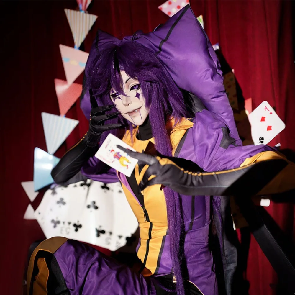 

Freak Show Circus Jester Cosplay Costume Halloween Pierrot Harlequin Clown Costume High Quality Accessories Comic Con Outfit