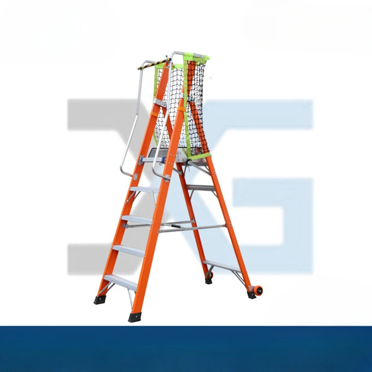 

XG-152F Insulated platform ladder FRP fiber ladder European standard herringbone platform ladder Industrial electrical