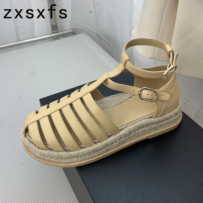 

Designer Platform Brand Sandals Women Thick Sole Flat Beach Shoes For Woman Summer Anke Strap Brand Gladiator Sandals Women