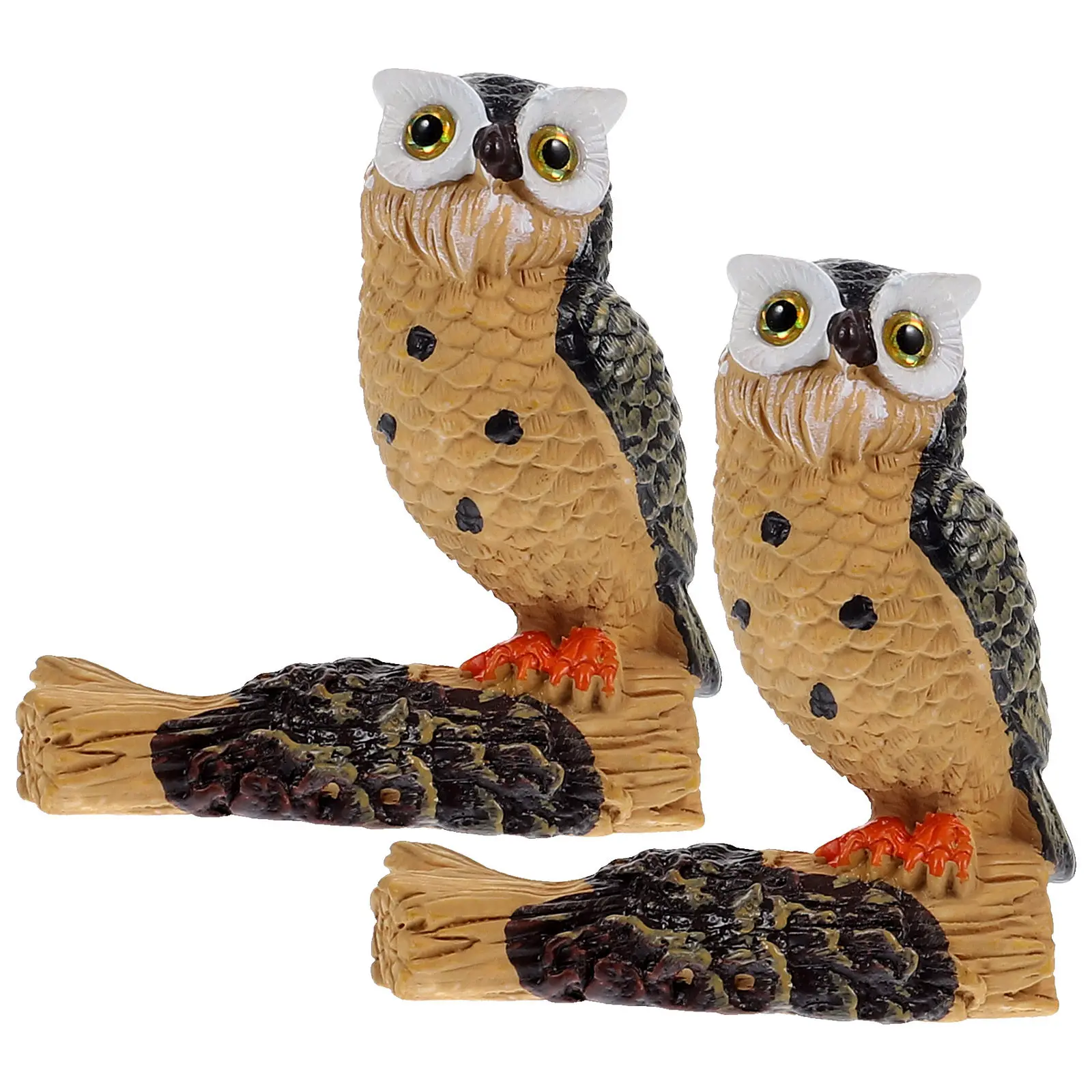 

2Pcs Mini Owl Statue Realistic Decorative Animal Home Desk Garden Yard Decor Educational Cognitive Development Small Size