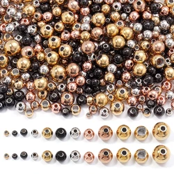 10-100pcs/lot Stainless Steel Beads Metal Ball Beads Loose Spacer Beads For DIY Jewelry Making Bracelets Necklace Components