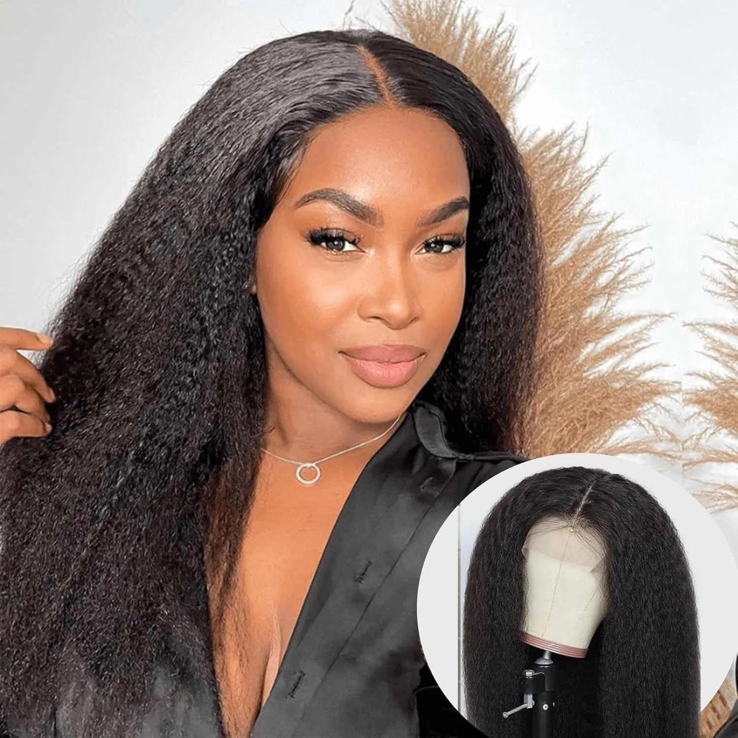 

Kinky Straight Wig Human Hair Glueless Kinky Straight 13x4 Lace Front Wig Pre Plucked HairLine With Baby Hair Yaki Straight Wigs