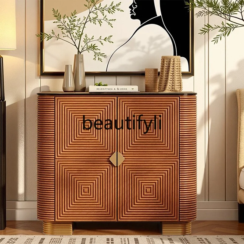 

Light luxury entrance medieval style dining side cabinet high sense home decoration living room locker