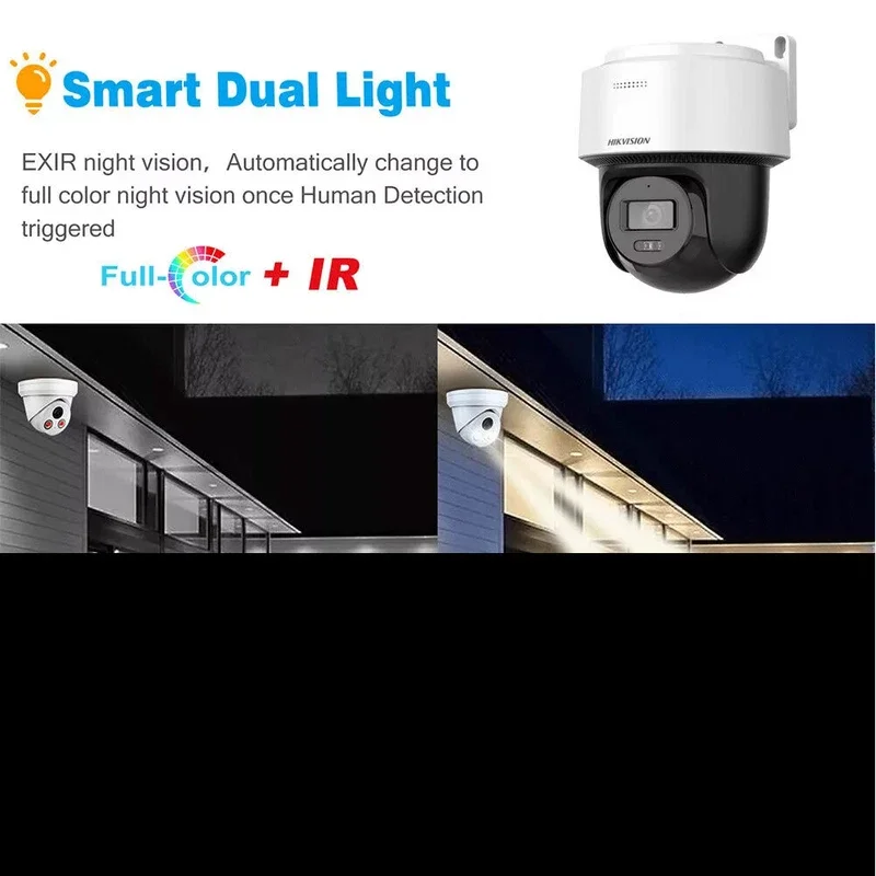 Hikvision 4MP POE PT Camera DS-2DE2C400MWG-E Outdoor Smart Hybrid-light Human Detection Auto-tracking Lite Built-in Mic Speaker