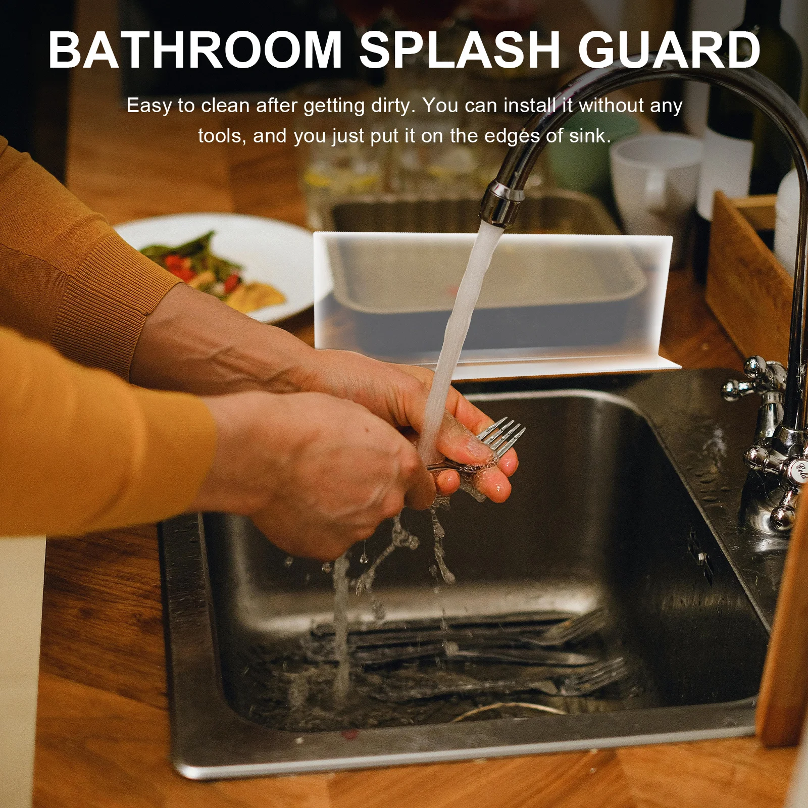 

4pcs Clear Bathtub Splash Guard Waterproof Oil-Resistant For Bathroom Sink Corner Pvc Water Barrier Shower Floor Protection