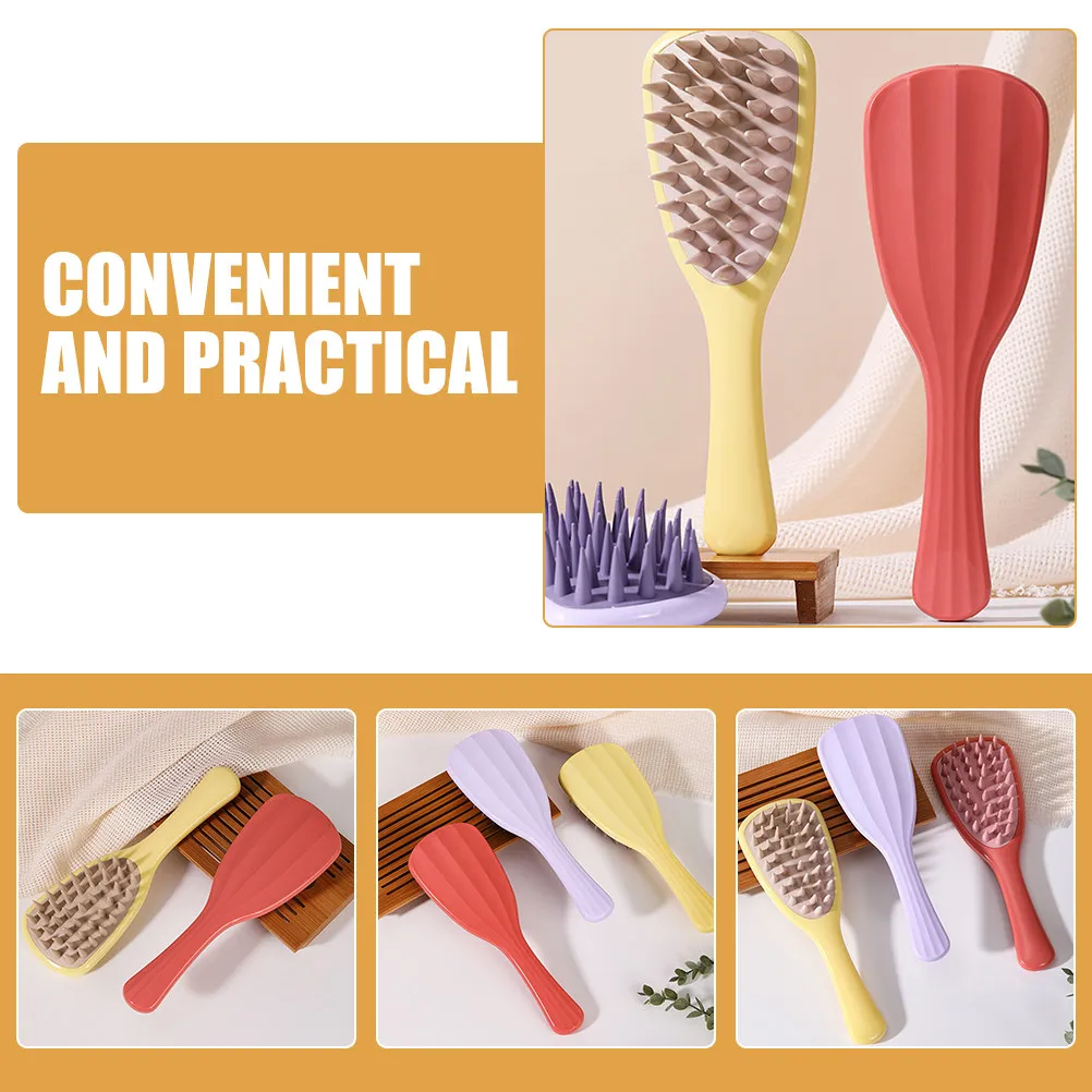 

3Pcs Hair Comb Handle Scalp Massage Deep Cleanse Dandruff Removal Ergonomic Grip Styling Wide Tooth Comb Hair Salon Barber