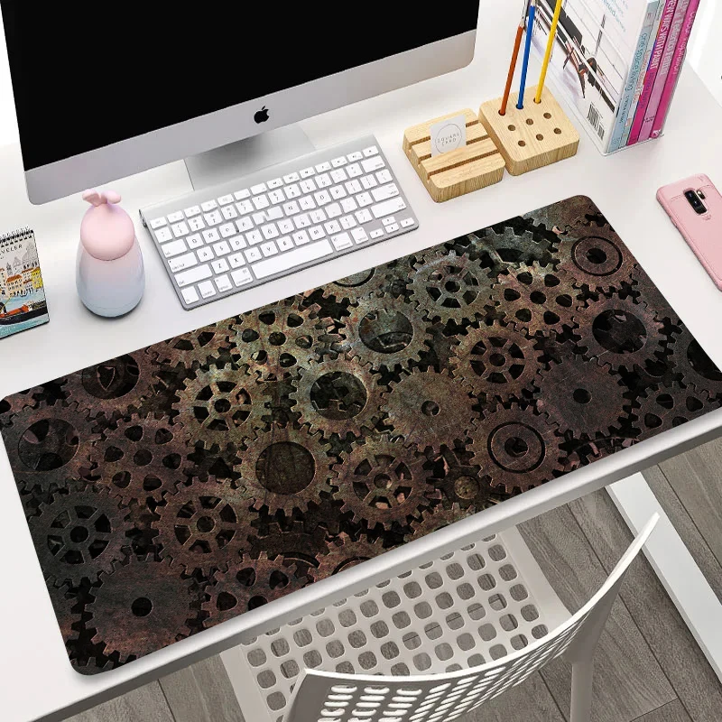 

Gears Mouse Pad Retro Metal Large Desk Mats Shaft Personalized Gamer Mat Xxl Minimalist Mousepad Bedroom Household Long Padding