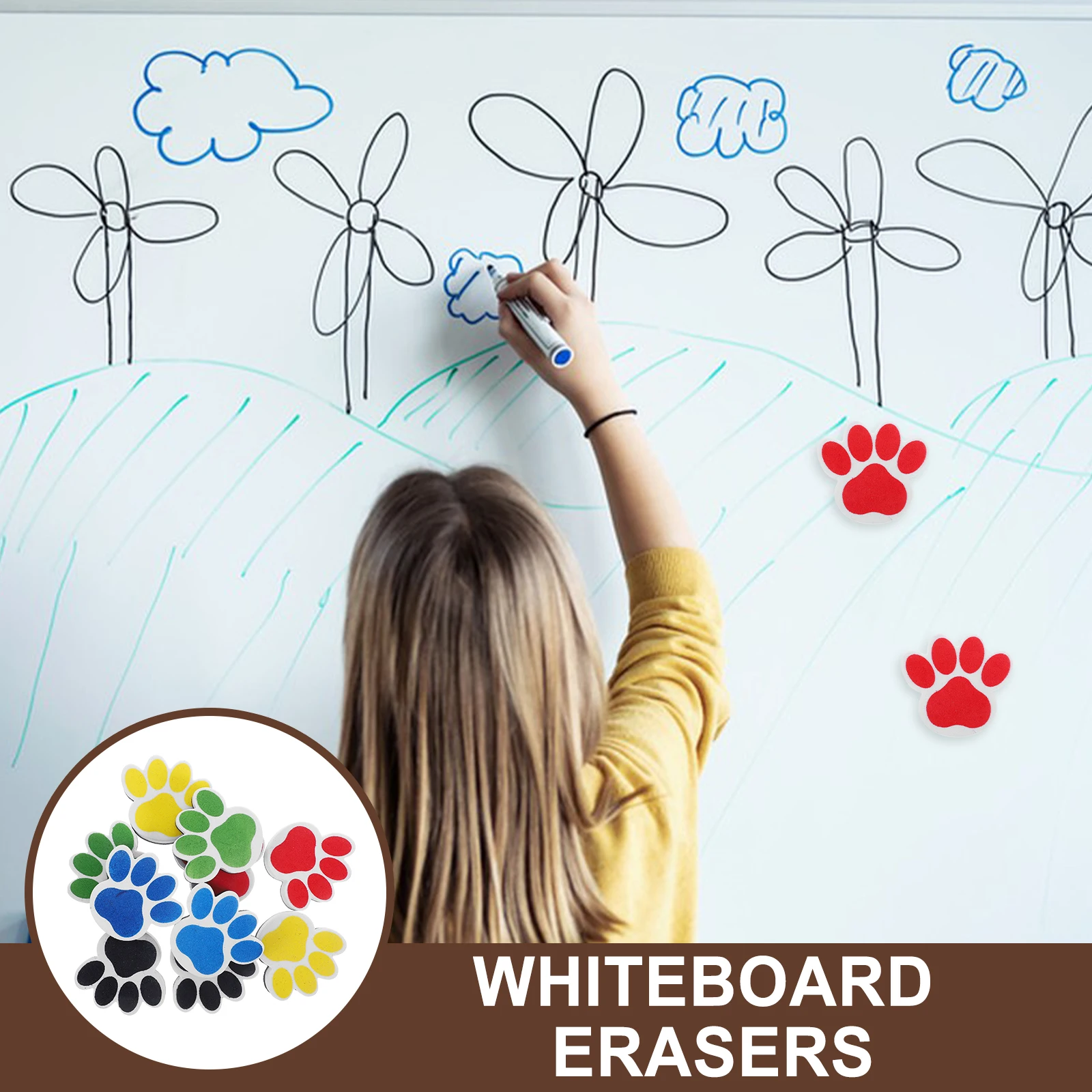 10 Pcs Chalkboard Eraser Cartoon Wipe Whiteboards Classroom Essentials for Teachers Pen