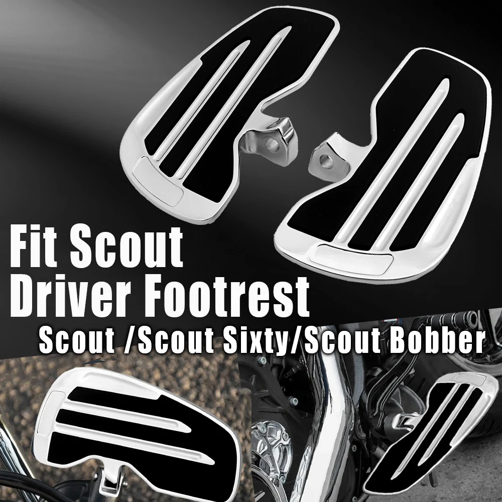 Motorcycle Front Rider Floorboards Foot Pegs Footrest Footboard Black Chrome For Scout 2015-2023 Scout Sixty Bobber Rogue Twenty