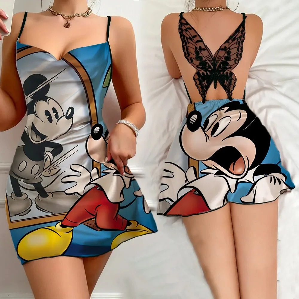 

Summer Sleevesless Nightwear for Women Sexy Slip Sleepdress Cartoon Pattern Women's Pajamas Fashion One Pieces Nightwear Dress