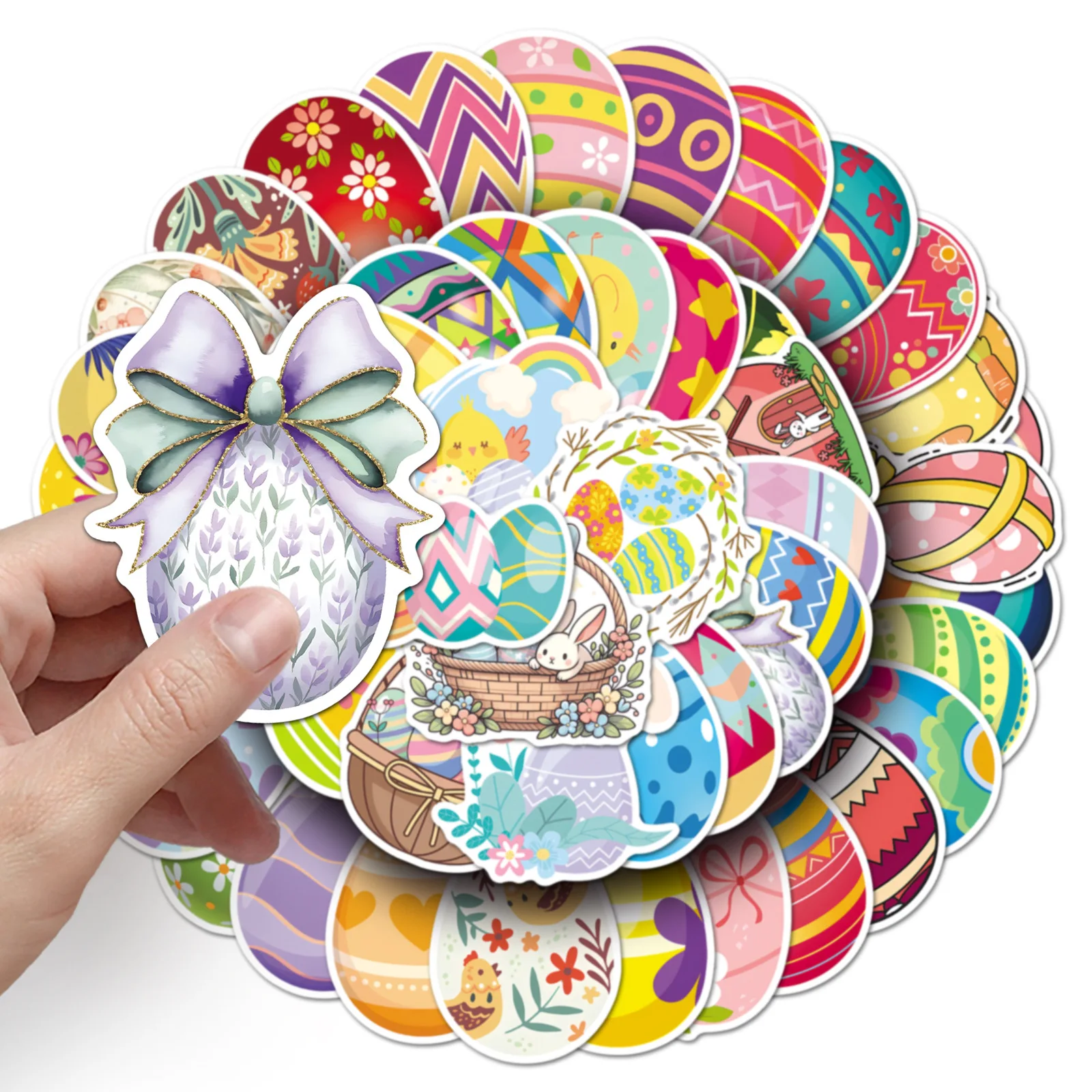 10/50PCS Shiny Easter Graffiti Stickers Easter Egg Laser Fashion DIY Toys Secret for Bottle Scrapbook Travel Bag Aesthetic Decal