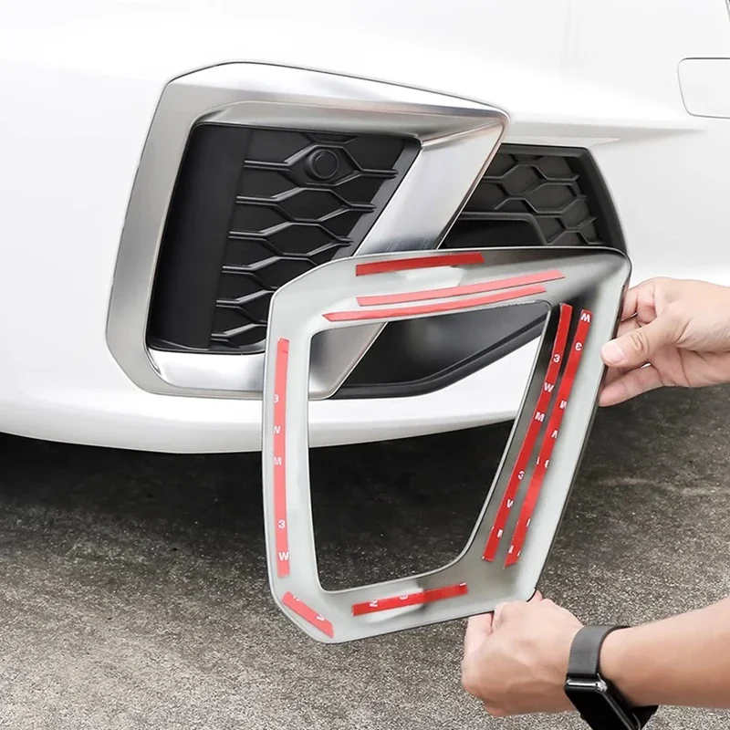 

For Audi A4 S4 B9 2020 2021 2022 2023 2024 Fog Light Frame Piano Black/Carbon Grain Trim Exterior Accessories Bumper Strip