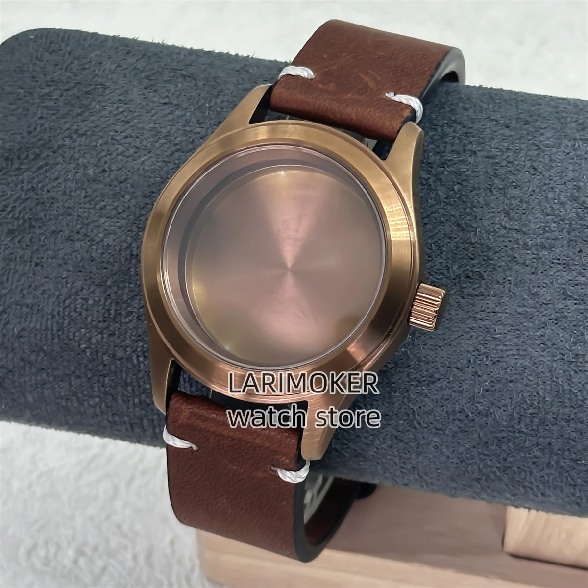 BLIGER 39mm nuevo Esfera marrón con correa de goma retro 100m caja de acero inoxidable resistente al agua accesorios de modificación de reloj