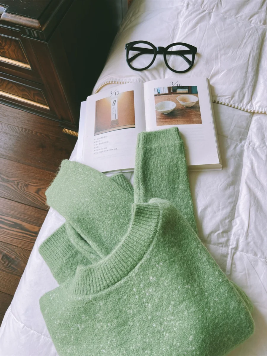 

Круглый свободный женский свитер Ne Snowy Textile Design Plu, удобный универсальный длинный свитер на пуговицах цвета свеча V-Ne