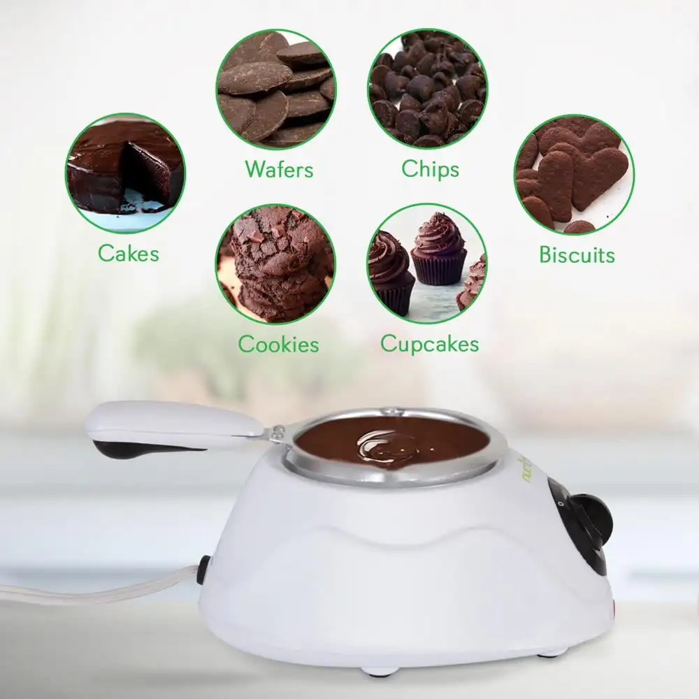 Juego de Fondue de calentamiento de fusión de Chocolate, máquina eléctrica de fusión/calentador de Choco, función de inmersión y olla extraíble, 25W