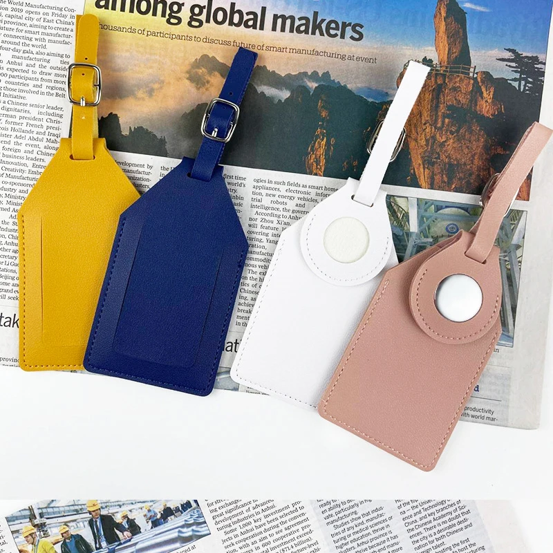 Custom Name Travel Luggage Tag Engrave Initials Fashion Air-tag Bag PU Leather Suitcase Label Wholesale Name Tag Card Holder