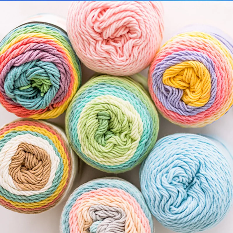 (1pc)5-strand Milk Cotton Segment Dyed Rainbow Cotton Hand Woven Wool Scarf Pillow Blanket Material Wool