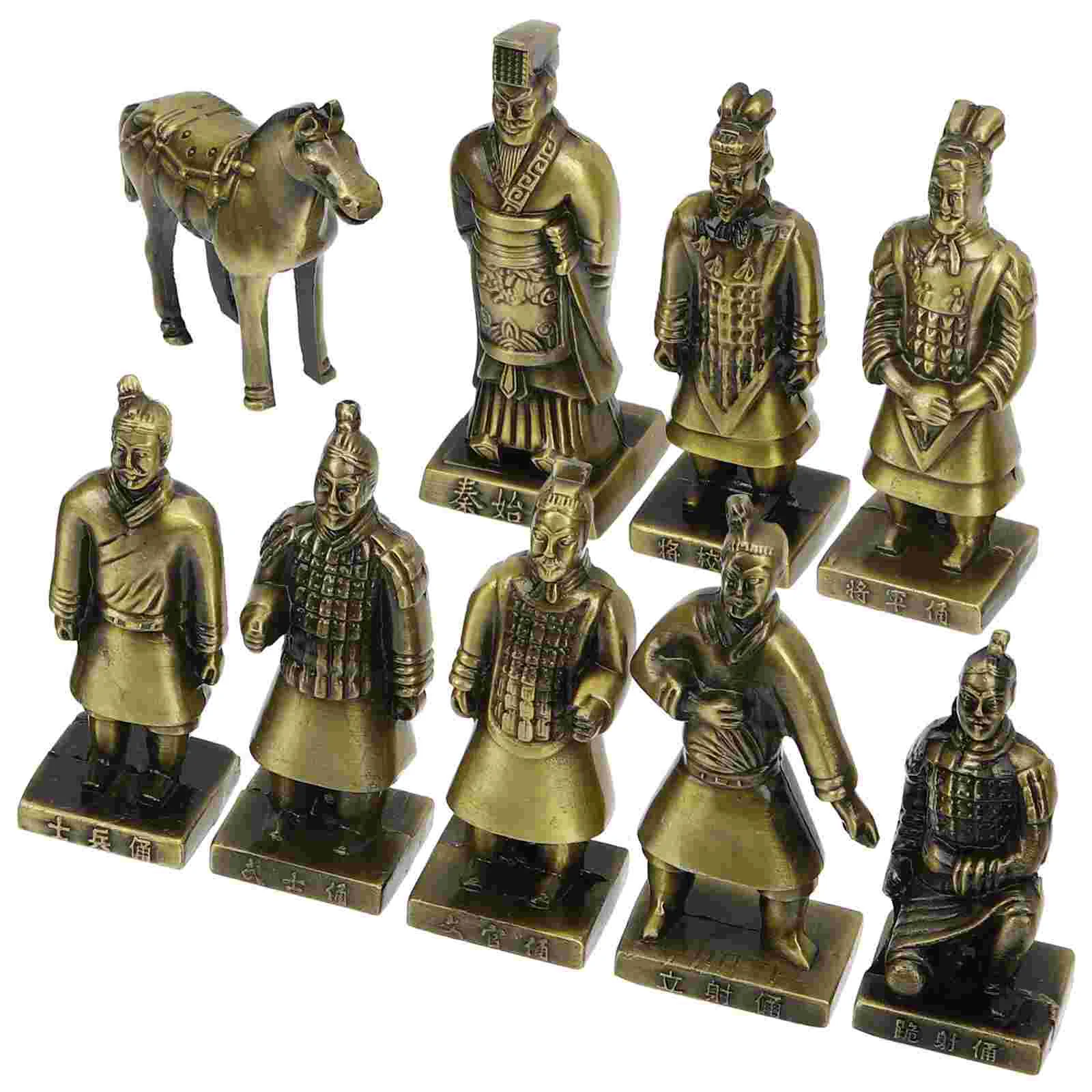 

Terracotta Warriors Figurine Alloy Decoration Vintage Car Tabletop Metal Craft Retro Horse Statue Travel