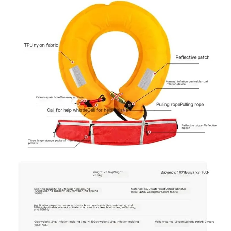 Automatic Inflatable Fishing Vest for Adults, Portable Waist Life Jacket, Life Belt, Sea PFD Manual Buoyancy Vest for Boating