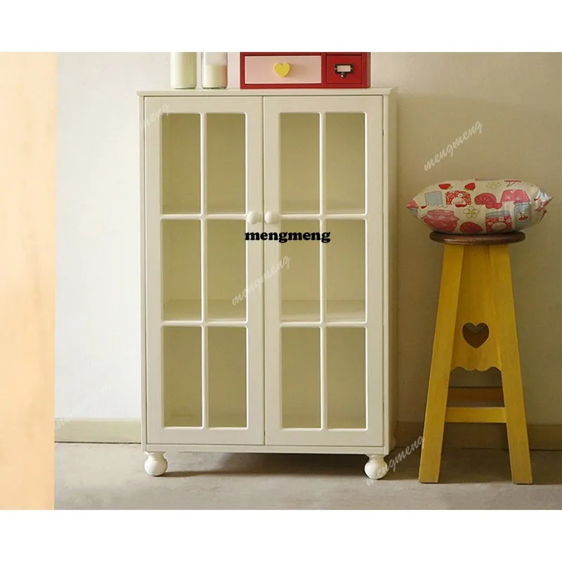 

Кремово-белый витринный шкаф - деревянный книжный шкаф-витрина для хранения сумок